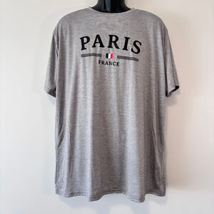 SHEIN Men's XXL Gray T-Shirt Paris France Graphic Casual Short Sleeve Top NIB